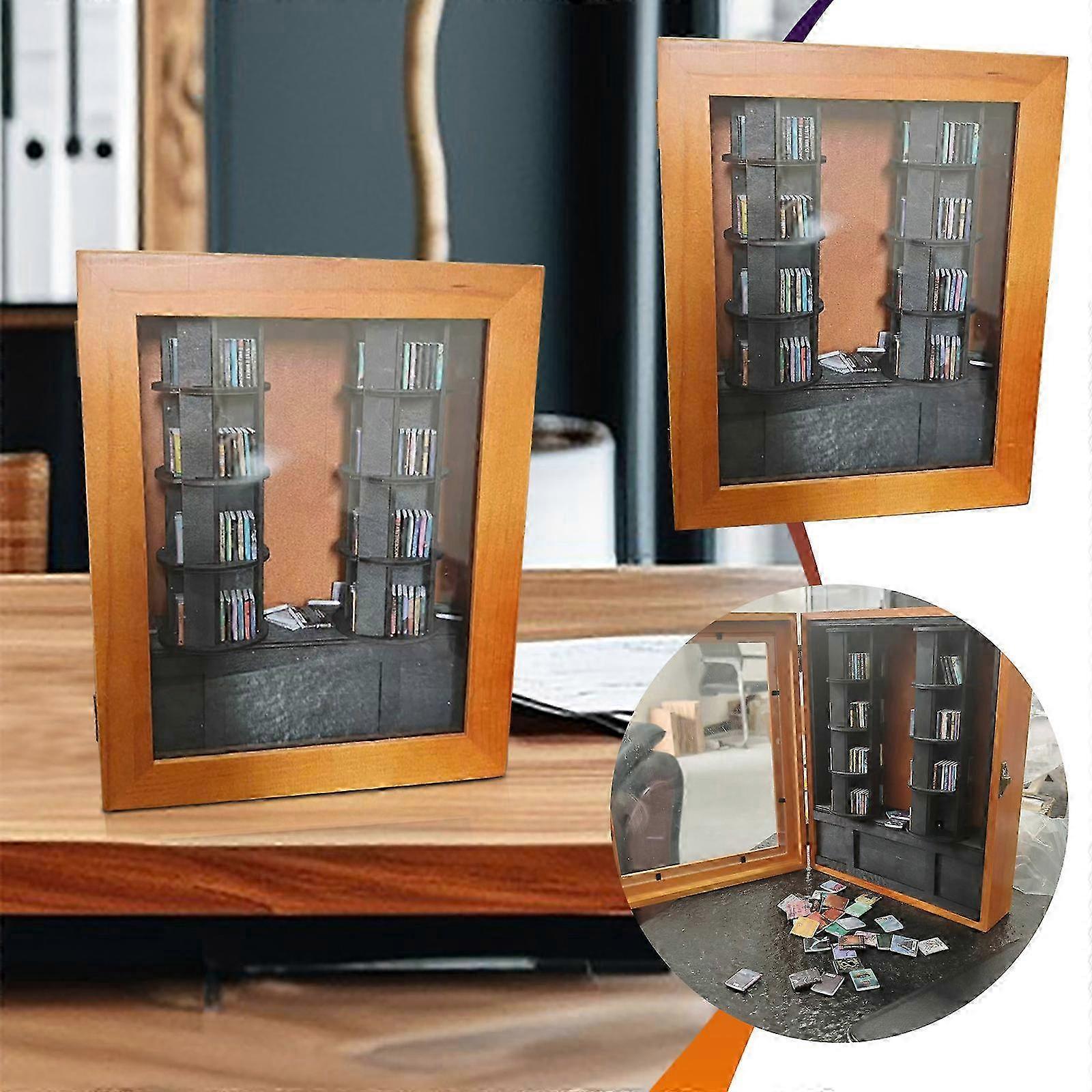 Anxiety Mini Bookshelf for Shake Away Your Anxiety, Small Bookshelf Mini Books, Miniature Book Display Shelf with 200Pcs Mini Books, Funny Gifts for B