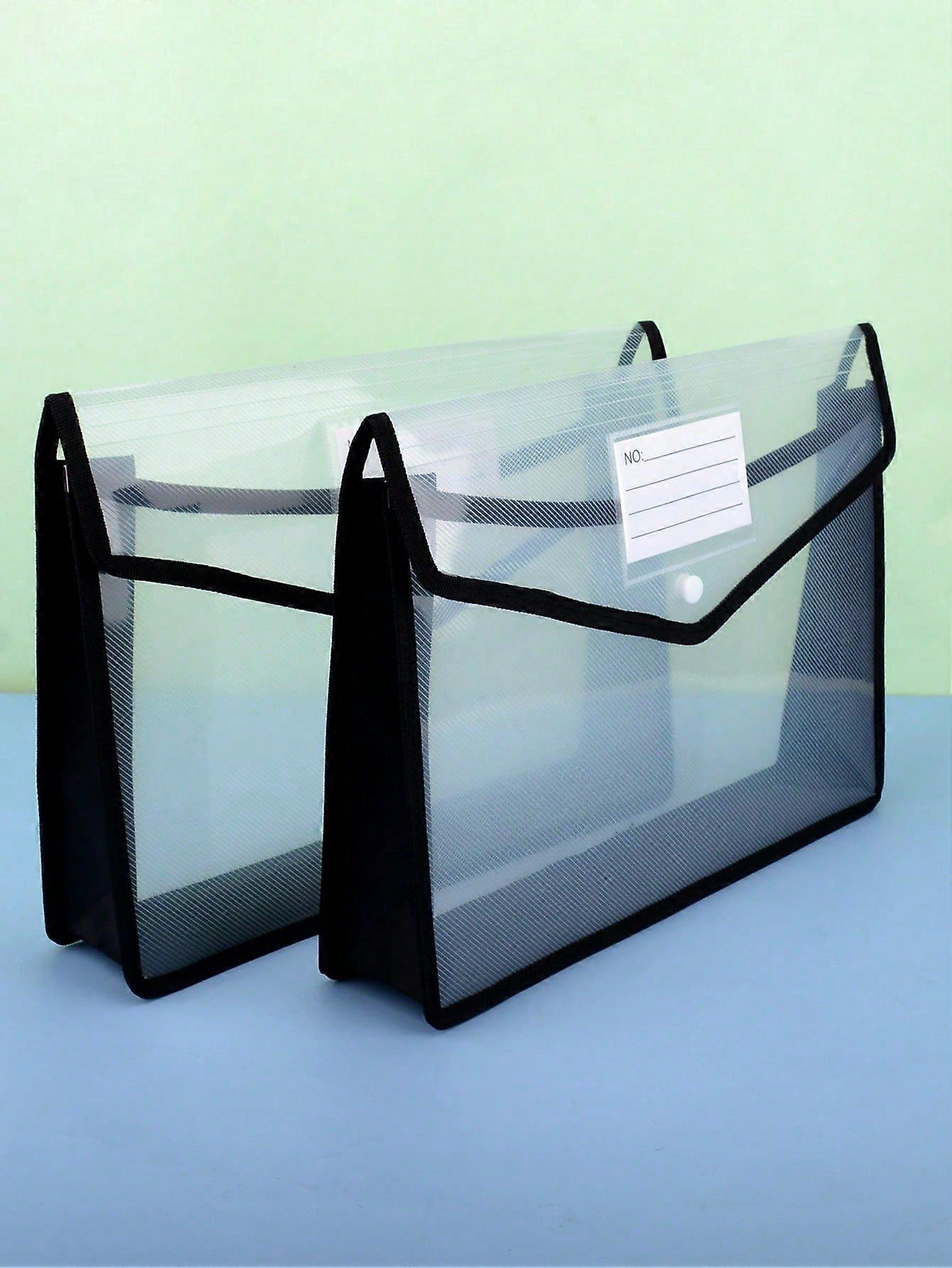 1pc Large-Capacity Waterproof Document Bag, Able To Hold A4 Size Documents, With Transparent Button Pocket, Suitable For Students To Store Textbooks, 