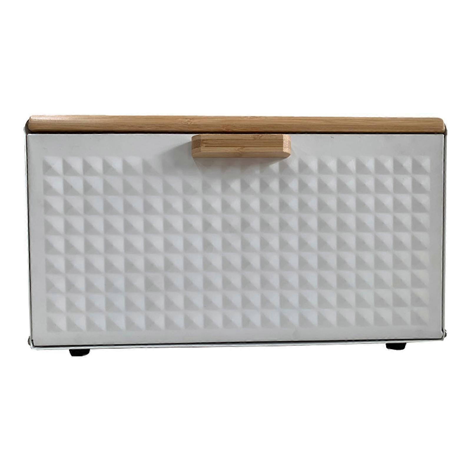 Metal Bread Box Bin Counter Bread Box for Kitchen Counter Baked Goods Bakery White