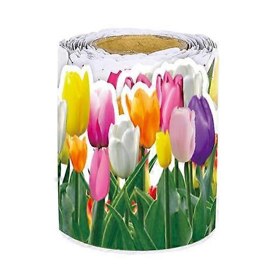 1 Roll Decorative Paper Roll Tulip Flower Pattern Vibrant Color Coated Paper Clear
