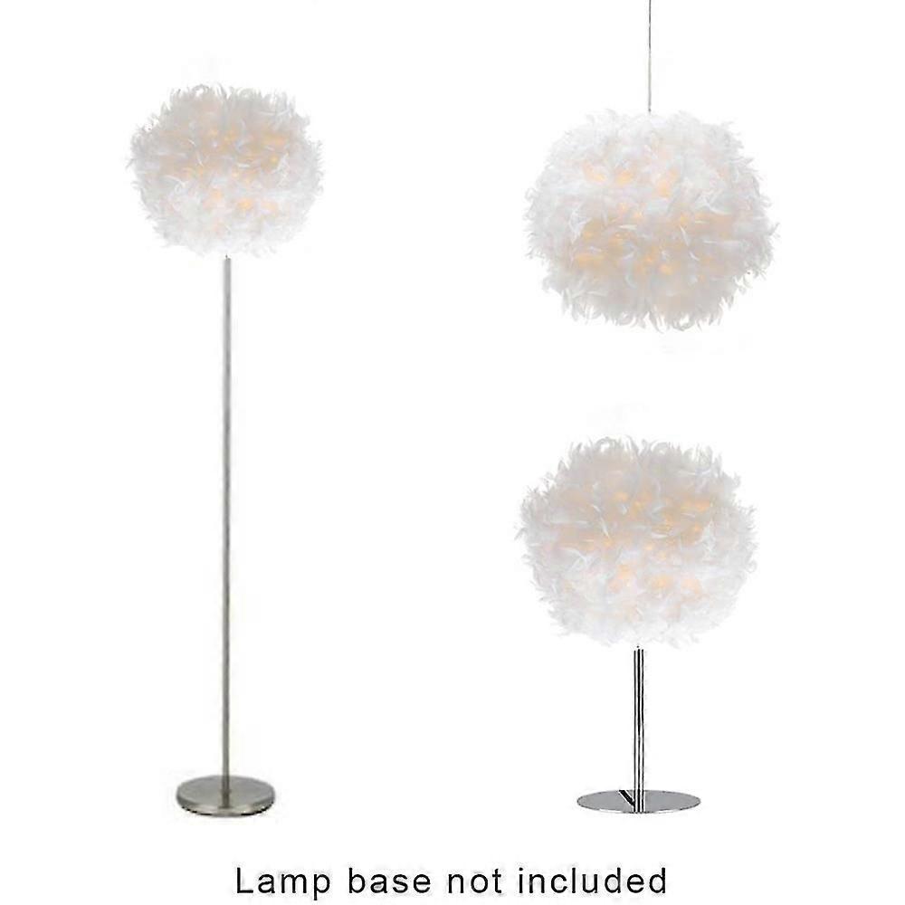 White Feather Ceiling Pendant Light Shade, Non-electrical Lampshade For Floor Lamp And Table Lamp With Shade Reducing Ring For Living Room, Dining Roo
