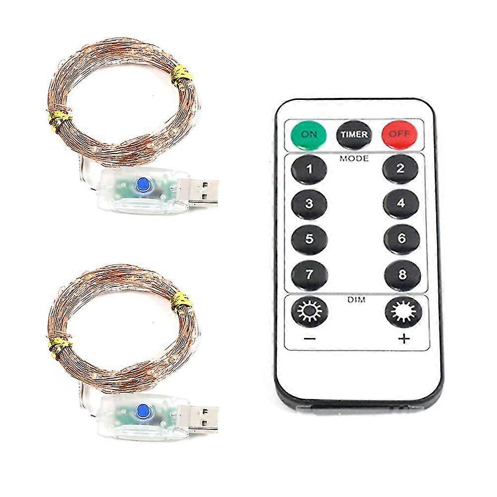 2 Pack 16.4' 50 Led Fairy Lights With Remote Control Battery Powered For Bedroom, Garden, Party