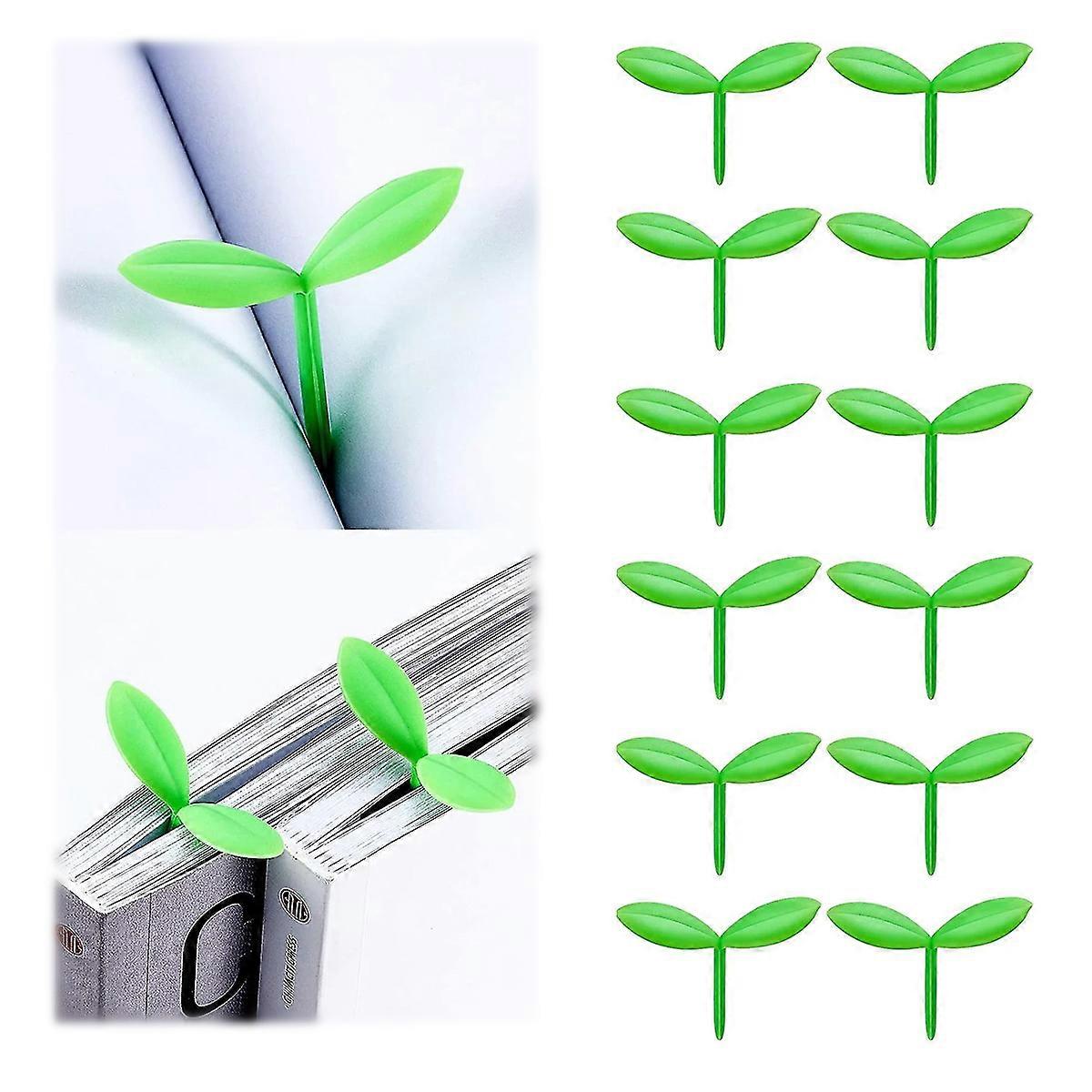 Sprout Little Vert Marque-pages Mini Green Sprout Bookmarks Silicone Grass Buds Bookmarks(vert 12pcs)