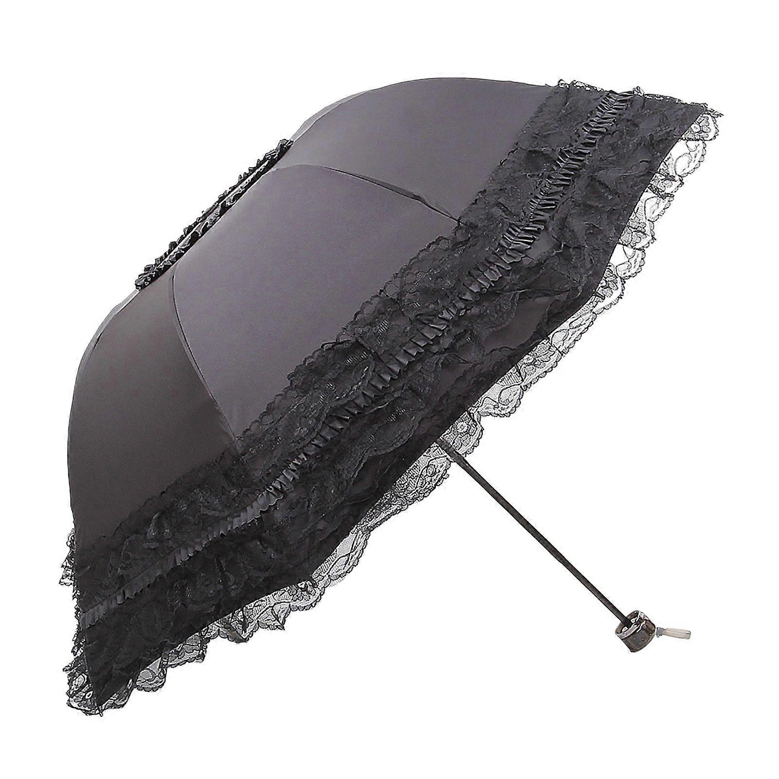 Lace Folding Umbrella Portable Sun Blocking UV Protection Umbrella Windproof Lightweight Waterproof Travel Mini Sun Rain Umbrella Pocket Parasol