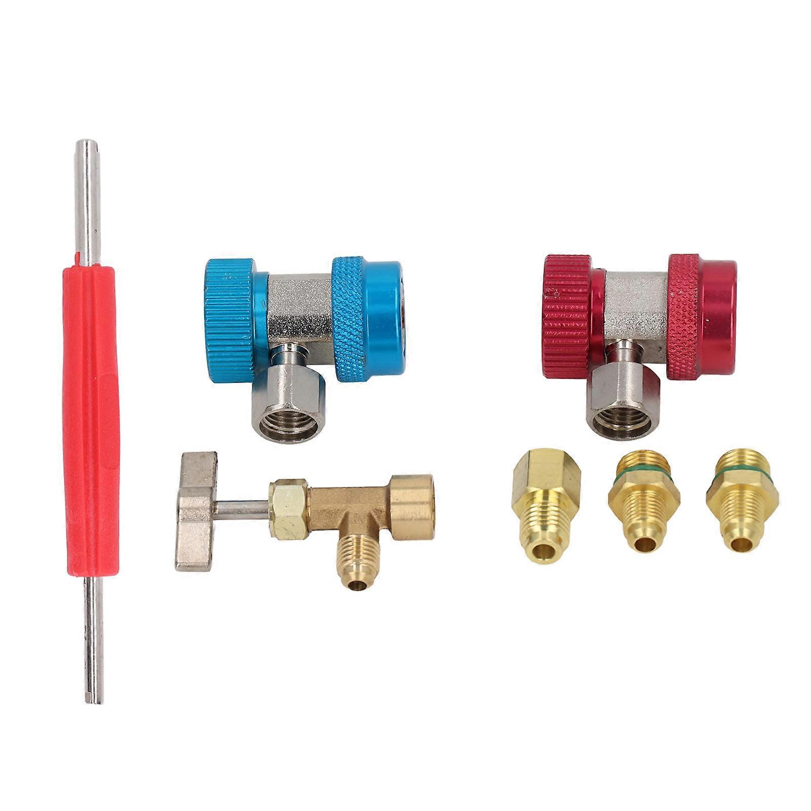 R134A Adapter Kit Tank Tap Quick Coupler Double Head Valve Remover for Car Air Conditioning Installation