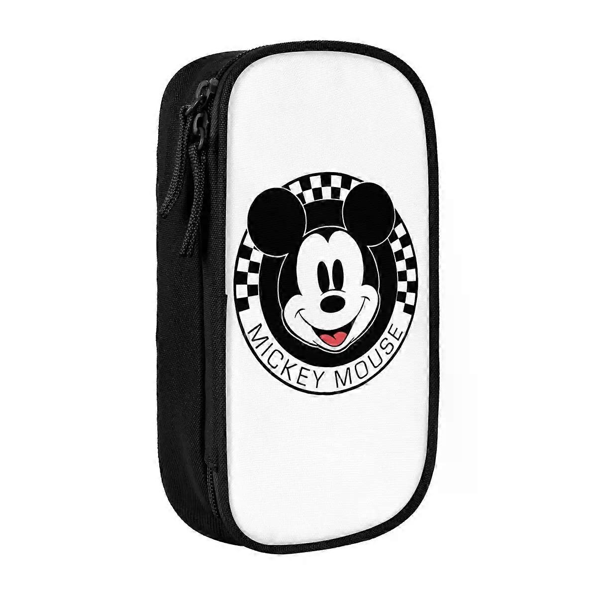 f590 Mickey And Friends Mickey Mouse Pencil Cases Fun Checkerboard Circle Pen Bag Girl Boy Students School Pencilcases jbfq590