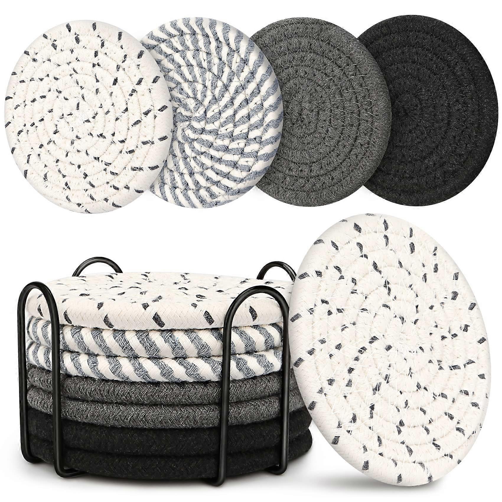 Absorbent coasters with boho design for table protection and decor 8 Pack Coaster