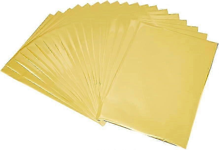 50 Sheets A4 Reactive Foil Paper 11.4x7.28inch Toner Rectangle Reactive Foil Paper Golden Metallic Transfer Sheet Paper for Laser Printer+Laminator Ca