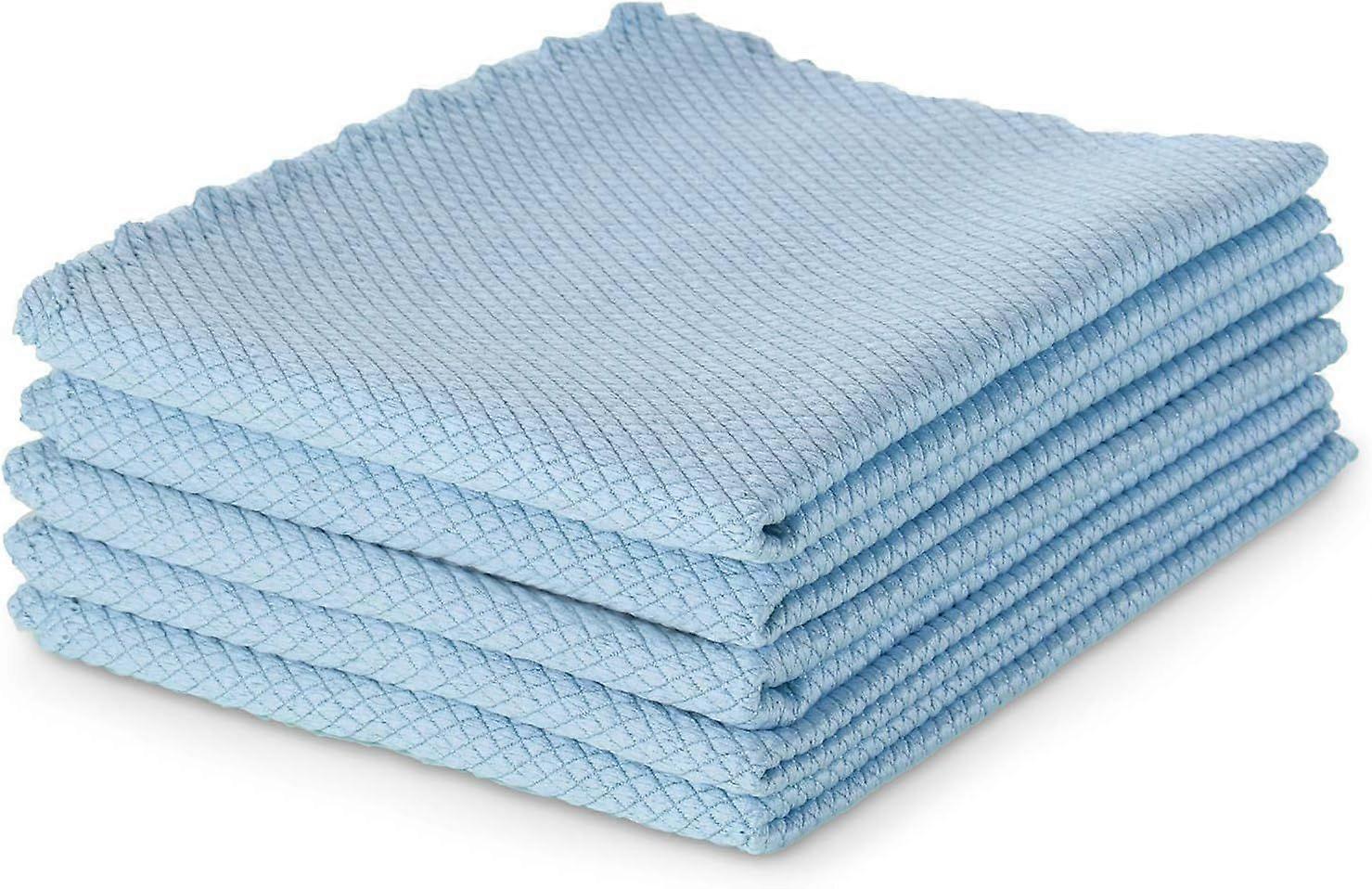 JUSCH Wekity 5 Pack Glass Cleaning Cloths, Fish Scale Cleaning Rags Microfiber Polishing Drying Towels Reusable Washcloths for Windows Cars Mirrors St