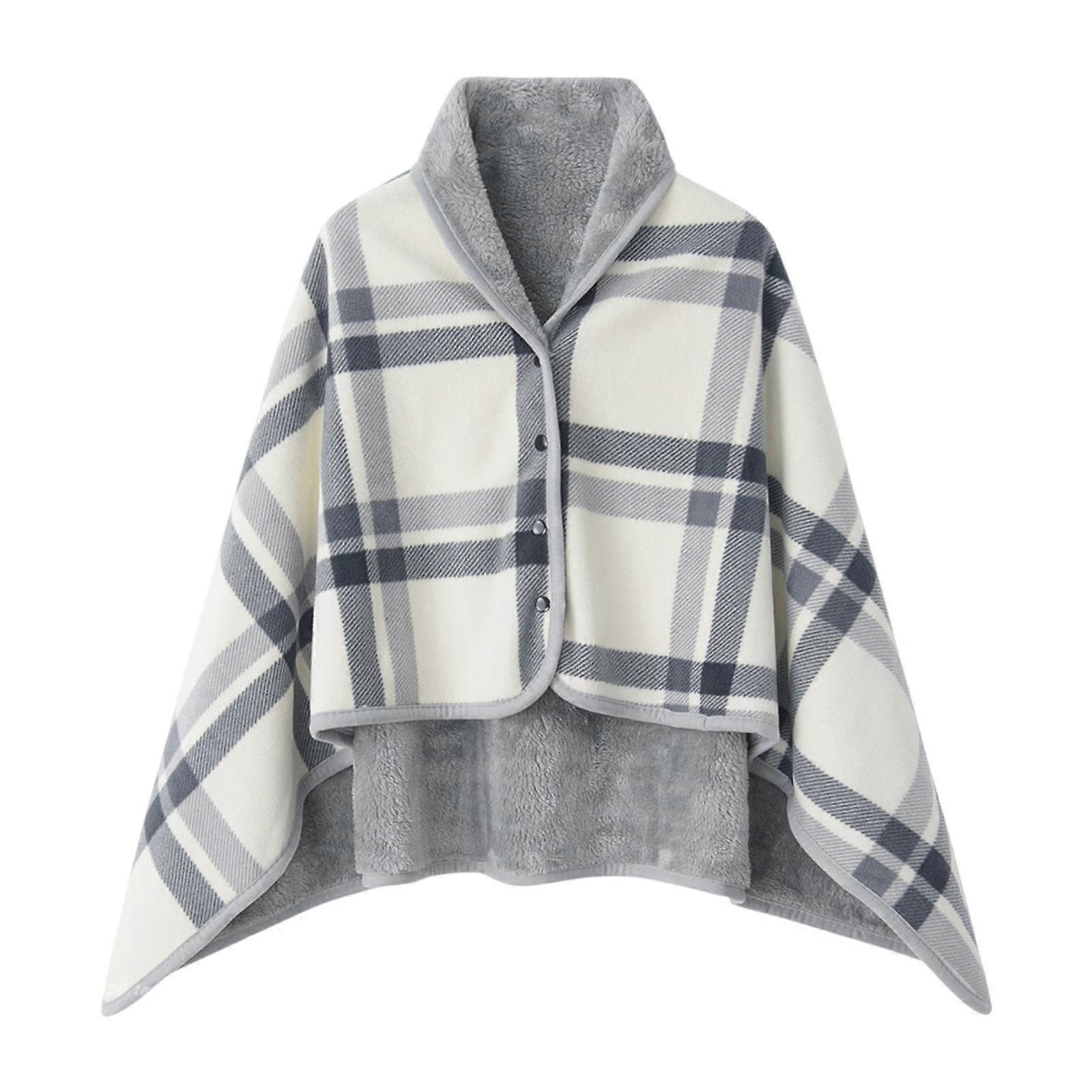 Poncho Blanket with Buttons Comfy for Adults Soft Cloak Wrap for Office Car Sofa