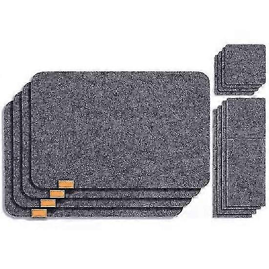 12Pcs Rectangle Felt Place Mat Heat-insulated Cup Coaster Kitchen Table Mats Set