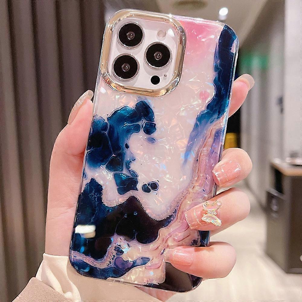 For iPhone 15 Pro Case IMD Marble Shell Pattern TPU+PC Phone Cover-Style 4