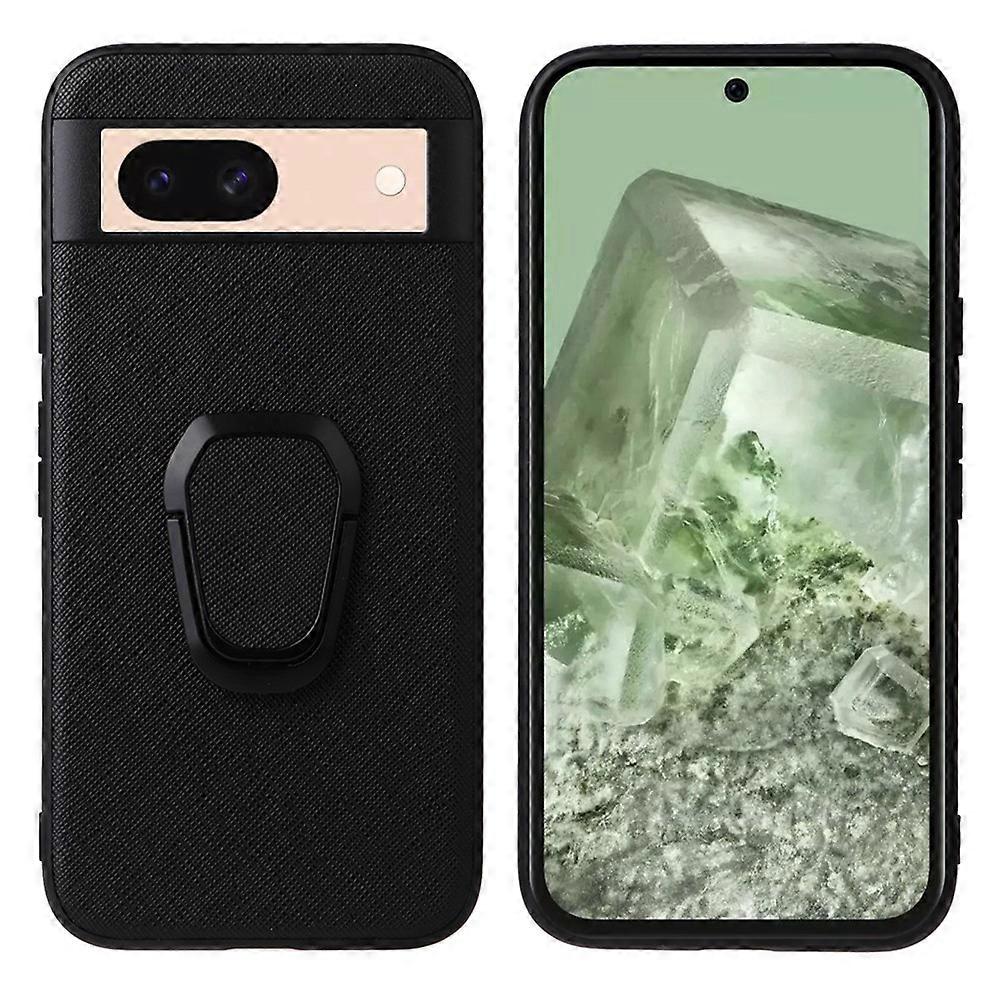 For Google Pixel 8a Case Kickstand Leather+TPU+PC Phone Back Cover-Cross Texture