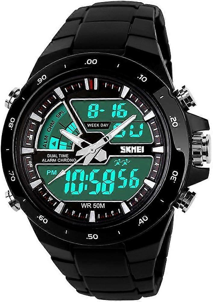 LED Dijital Saatler Erkekler 50 M Su Geçirmez Spor Askeri Saatler Çift Zamanlı Elektronik Kuvars İzle