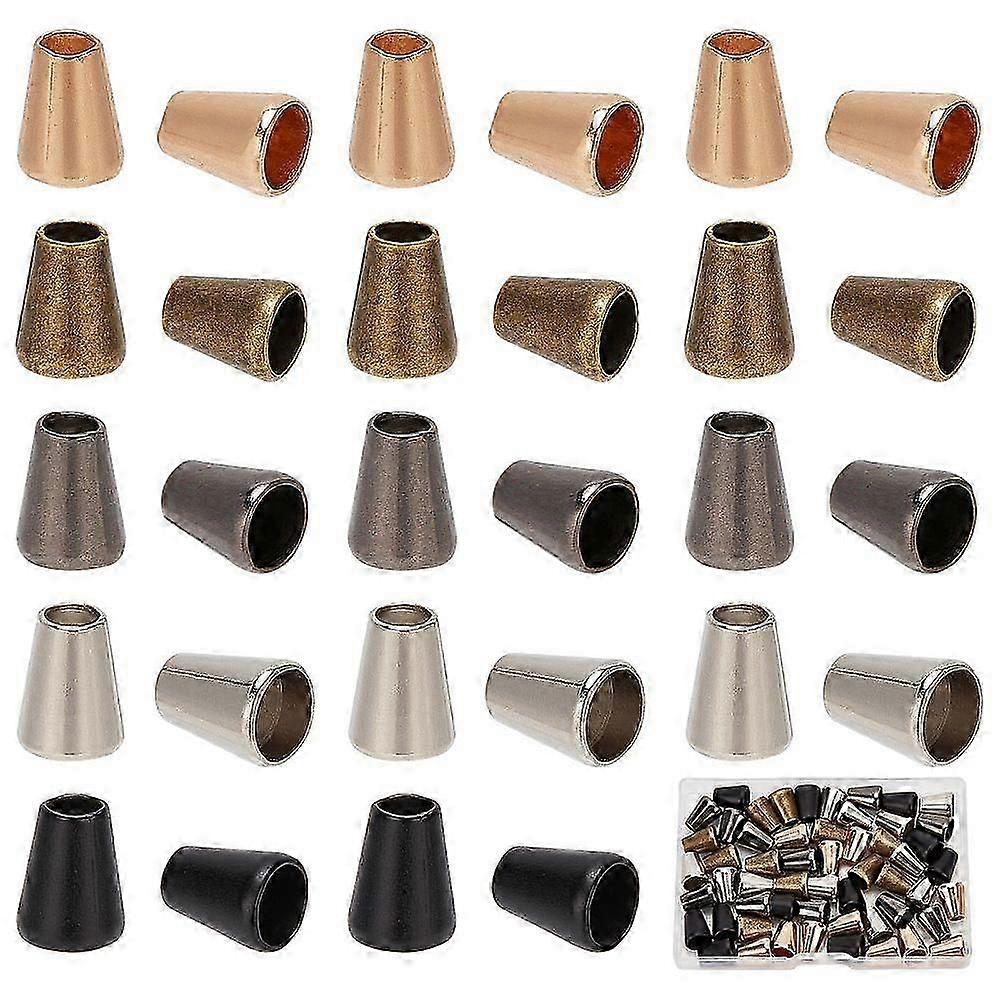 5 Colors 60Pcs Zinc Alloy Cord Ends Cone Cord Rope Lock Hoodie Drawstring Replacement Cord End Lock Metal Drawstring Rope Stopper for Lanyard Clothes-