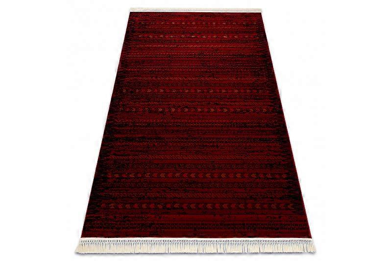 ORIENT 5820 carpet burgundy / black Oriental, stripes with fringes