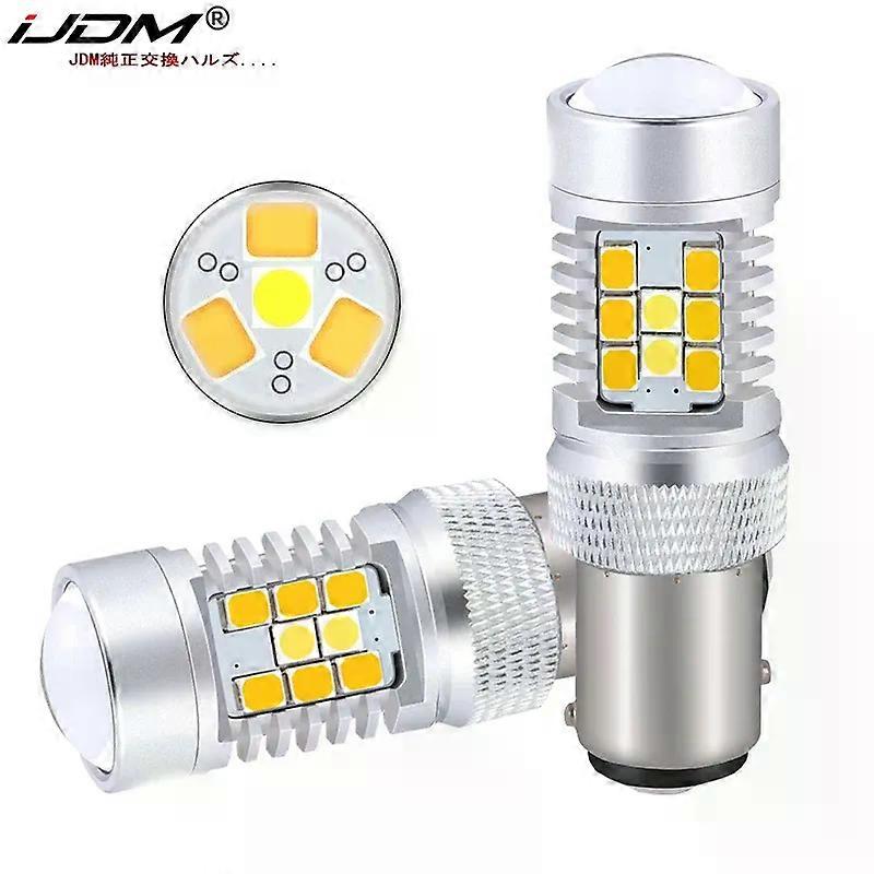 Applies to High Power 28-SMD 1157 Dual-Color Switchback LED Bulbs For Front Turn Signal (7-White 21-Amber)