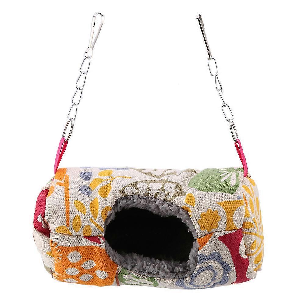 Parrot Hanging Hammock: Warm Soft Plush Cylindrical Bird Nest