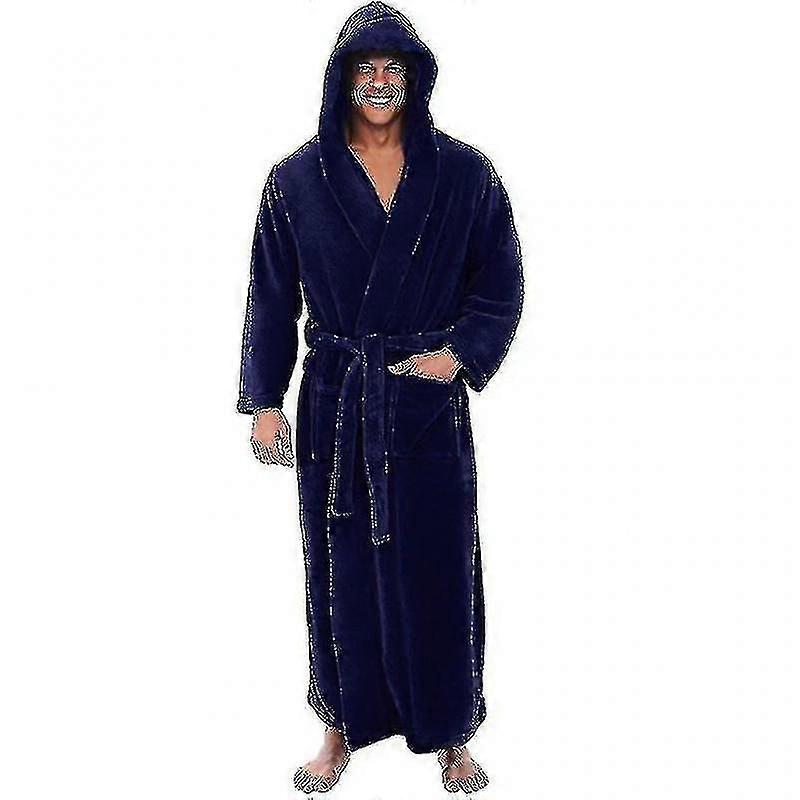 "Men's Bathrobes - Long Hooded Terry Robe For Resort, Spa, And Home XiXi"