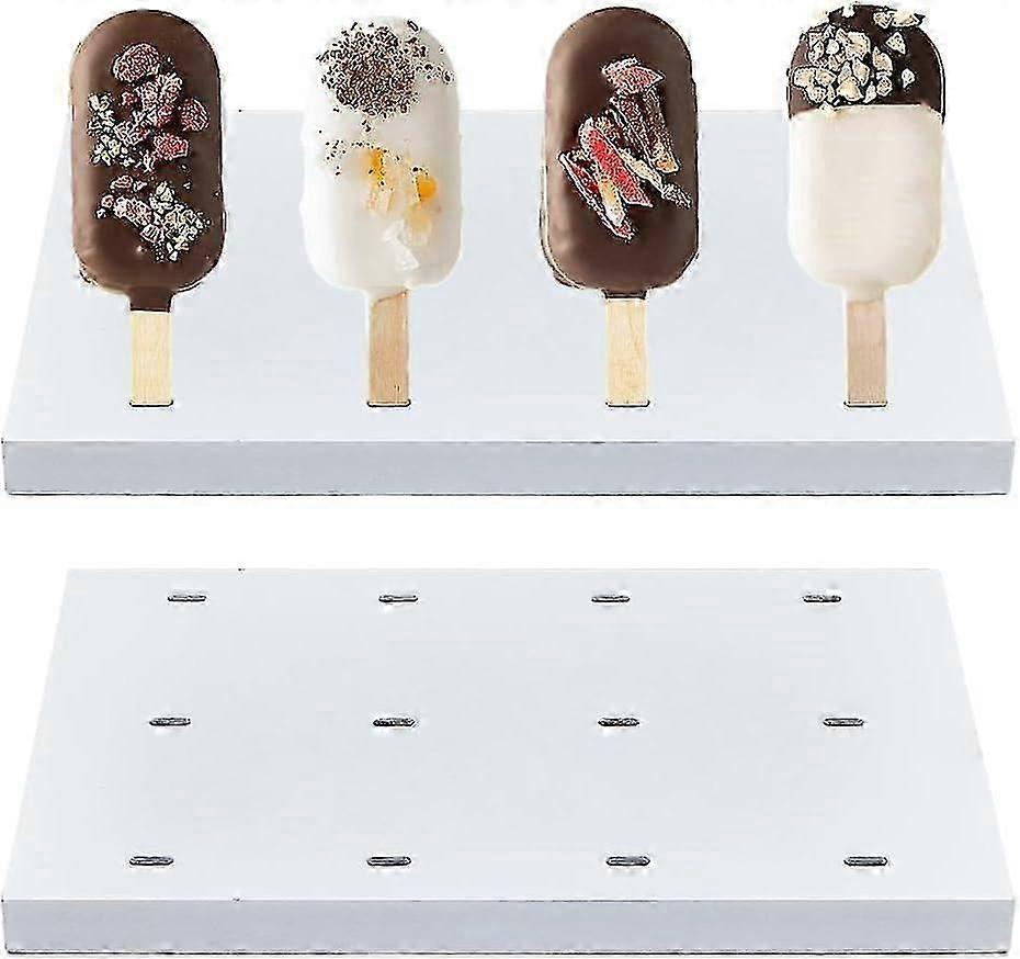 2 Stück 12 Loch Holz Cakesicle Stand Display Display Rechteck Cake Pop Display Halter Weiß Cakesicle Sticks Halter