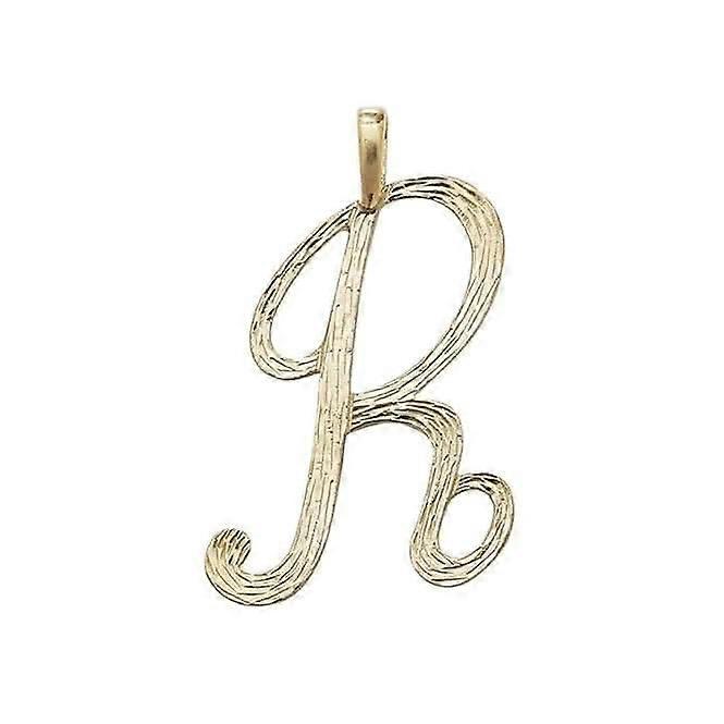 9ct Yellow Gold Barked Script Initial Pendant PN529/R