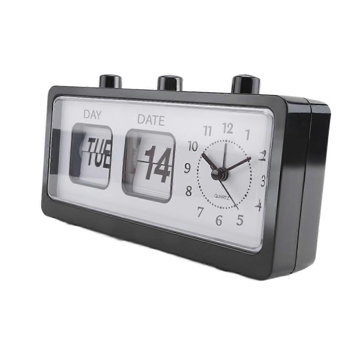 Mechanical Alarm Clock Novelty Flip Clock Desktop Digital Clock,Black