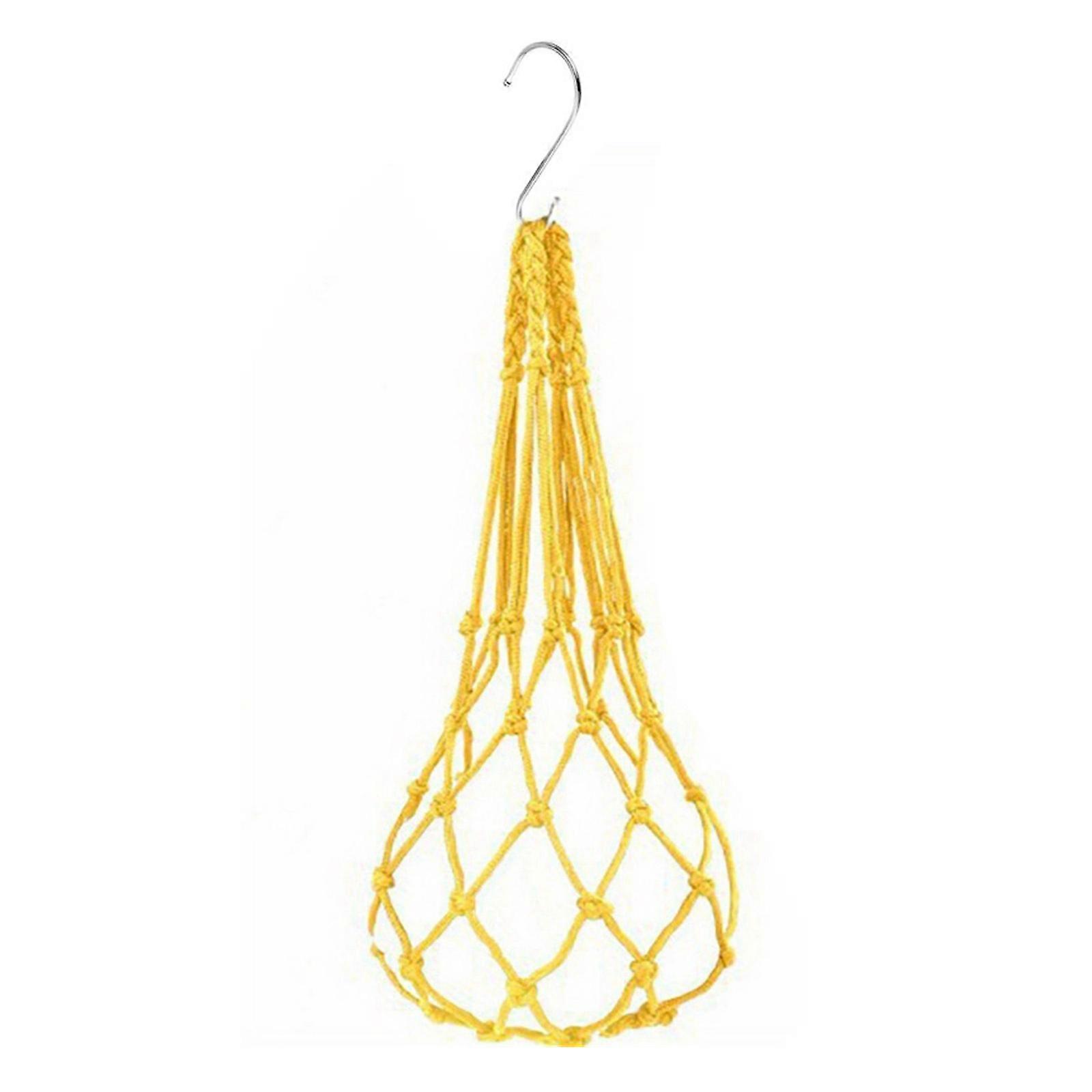 Sac de filet d’alimentation de poulet suspendu Sac de mangeoire pour volaille Utilisation Sac de mangeoire en nylon Mangeoire automatique pour porte-légumes de la ferme Jaune