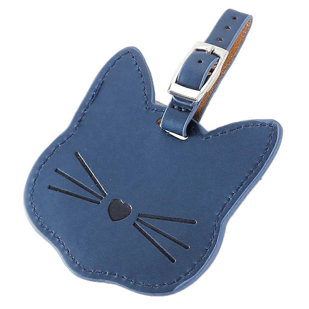 Cute for Cat Suitcase Luggage Tags Name Address Holder Identifier Label Tag with Strap Gift Brown