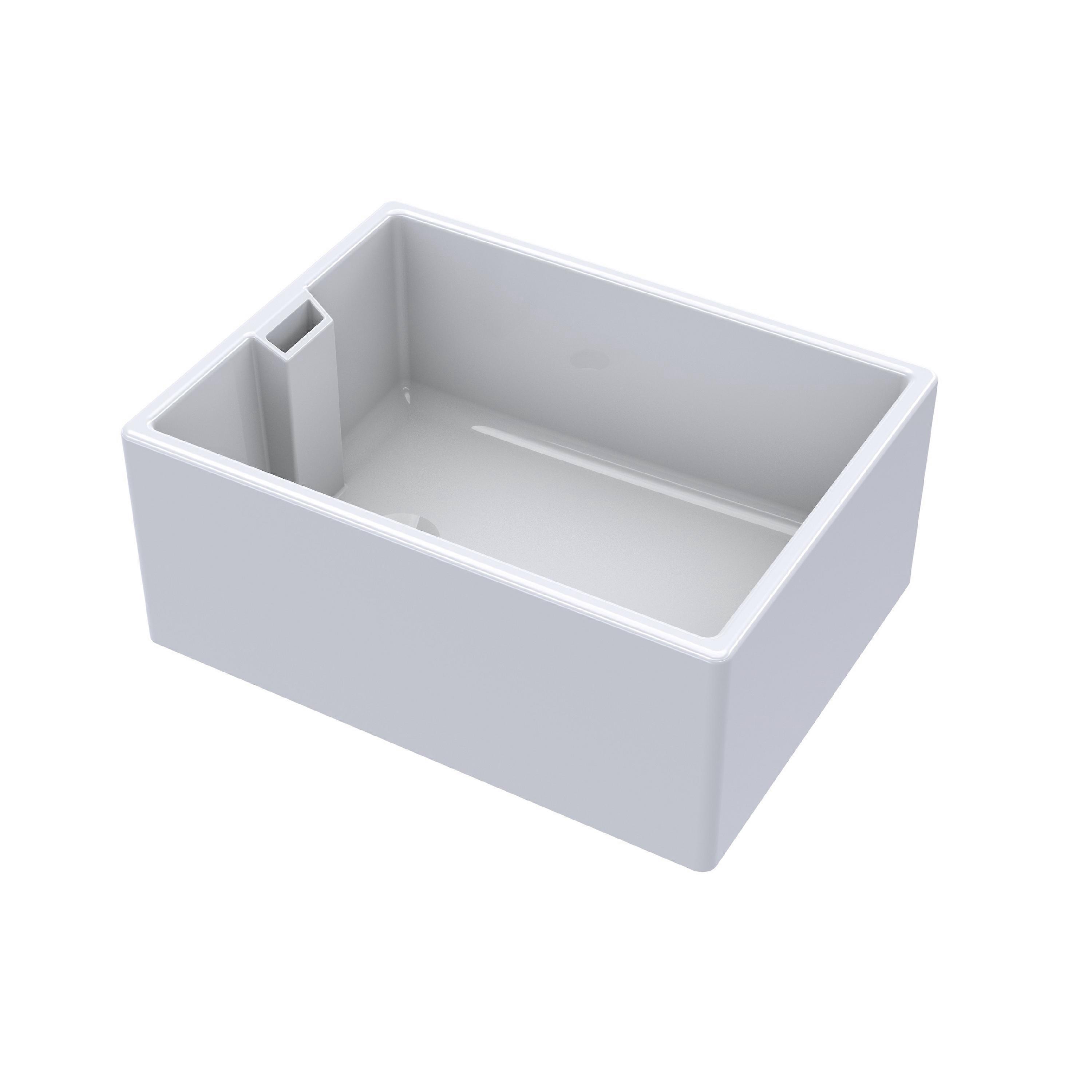Fireclay Single Bowl Belfast Kitchen Sink with Overflow 615mm x 462mm 46W Waste