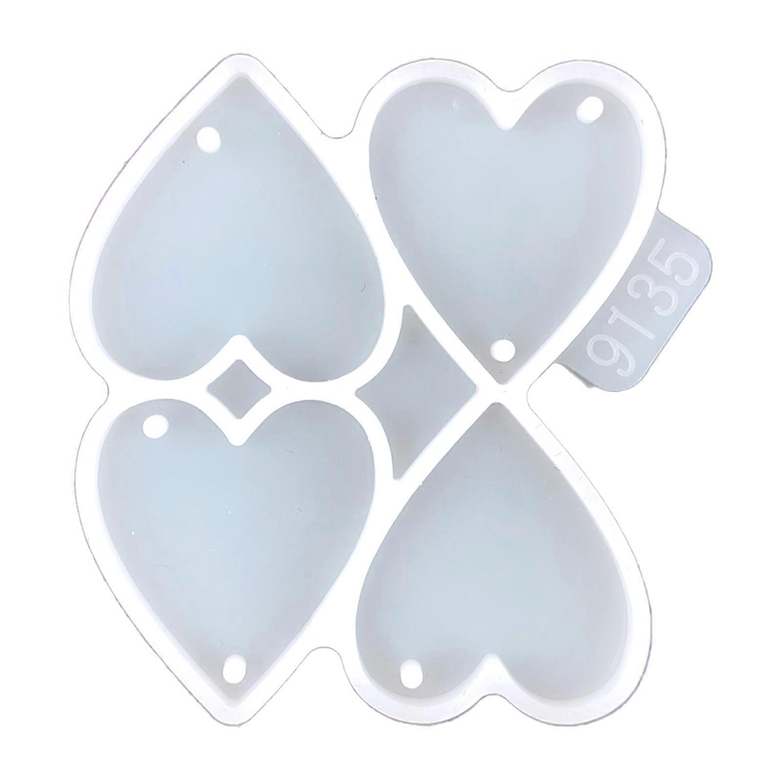 Geometric Love Heart Earring Epoxy Resin Silicone Mold Luggage Bag Tags Casting Molds with Hole for DIY Crafts Making  Clear