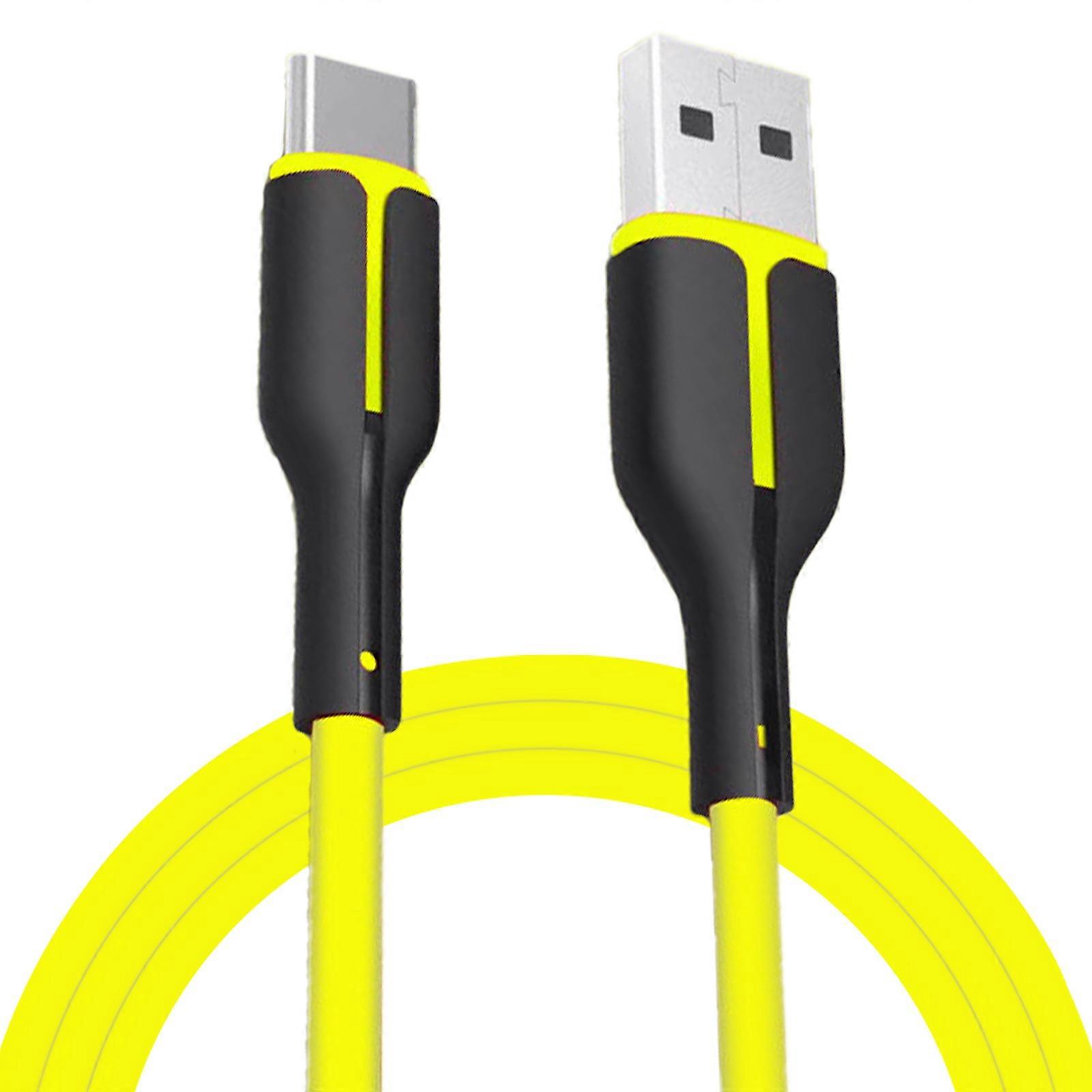 Câble USB C 1 m / 1,5 m Cordon de charge rapide Rallonge de type C pour téléphones Tablettes Ligne de charge rapide Prise en charge de la synchronisation des données Jaune