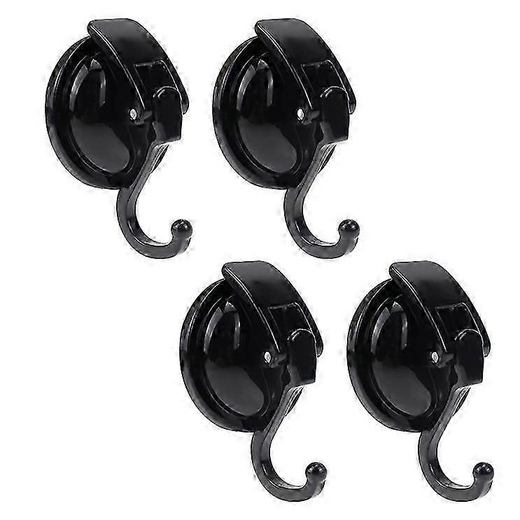 Pack of 4 strong suction cup hooksblack