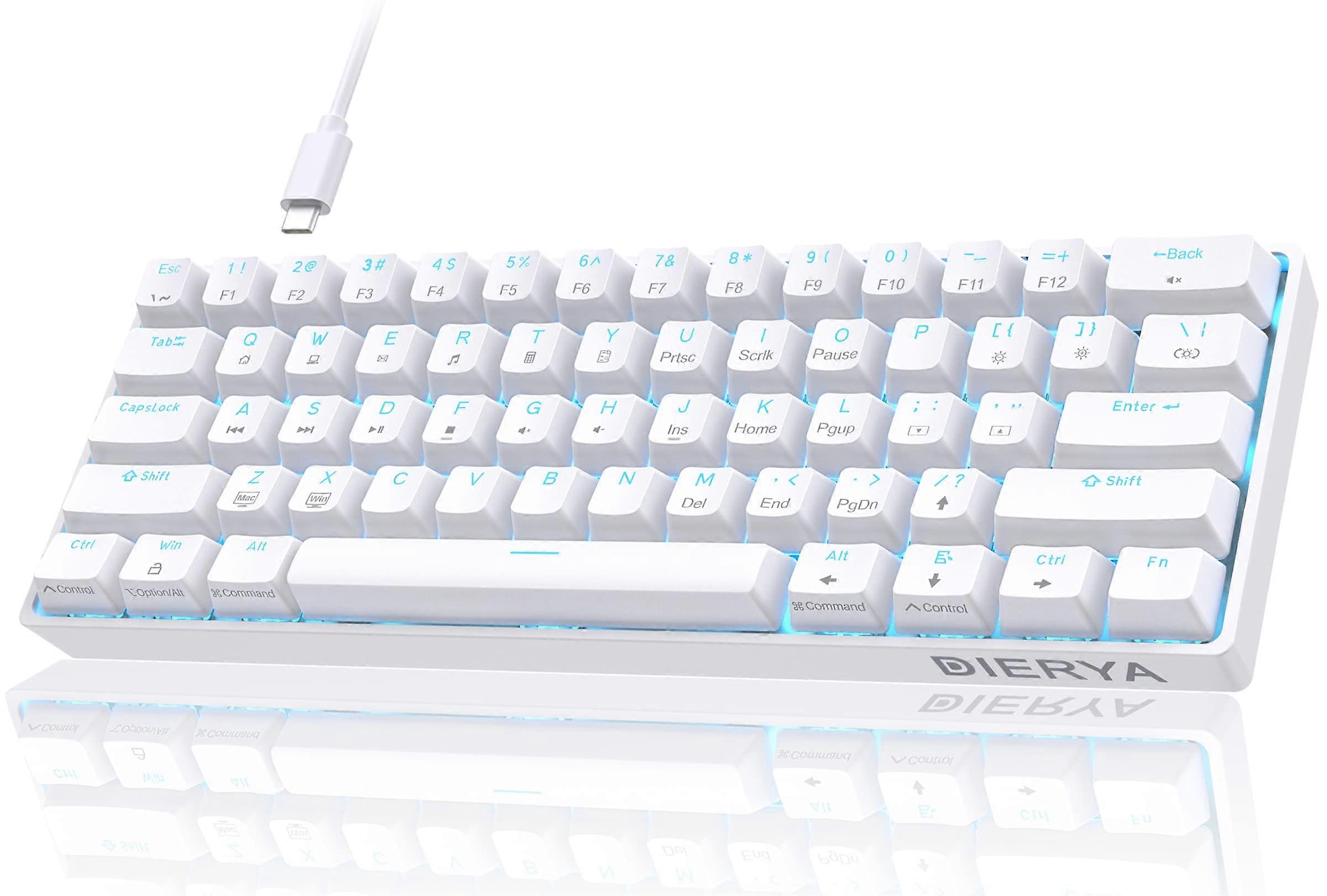 Mechanical Keyboard Blue Switch Wired Gaming LED Ultra Backlit Compact Mini for Gaming 61 Key