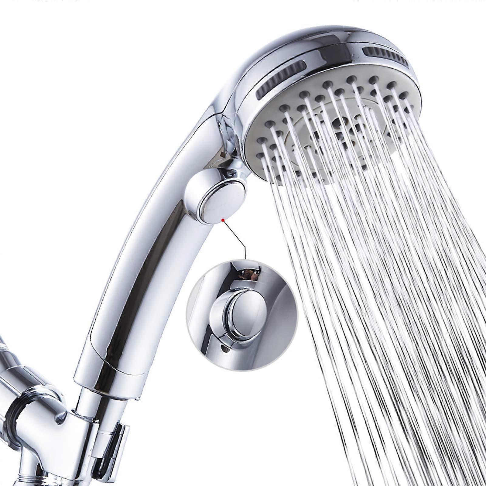High Pressure 6 Setting Hand-Held Shower Head with ON/OFF Switch and Spa Spray Mode Chrome for Hand Held Shower Head with Hose