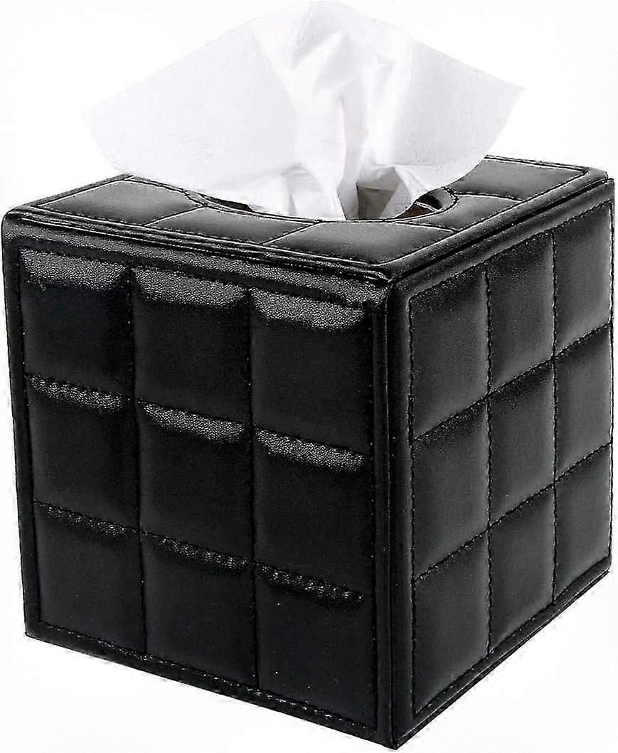 Pu Leather Cube Tissue Box Cover - Square Holder for Home or Office Use
