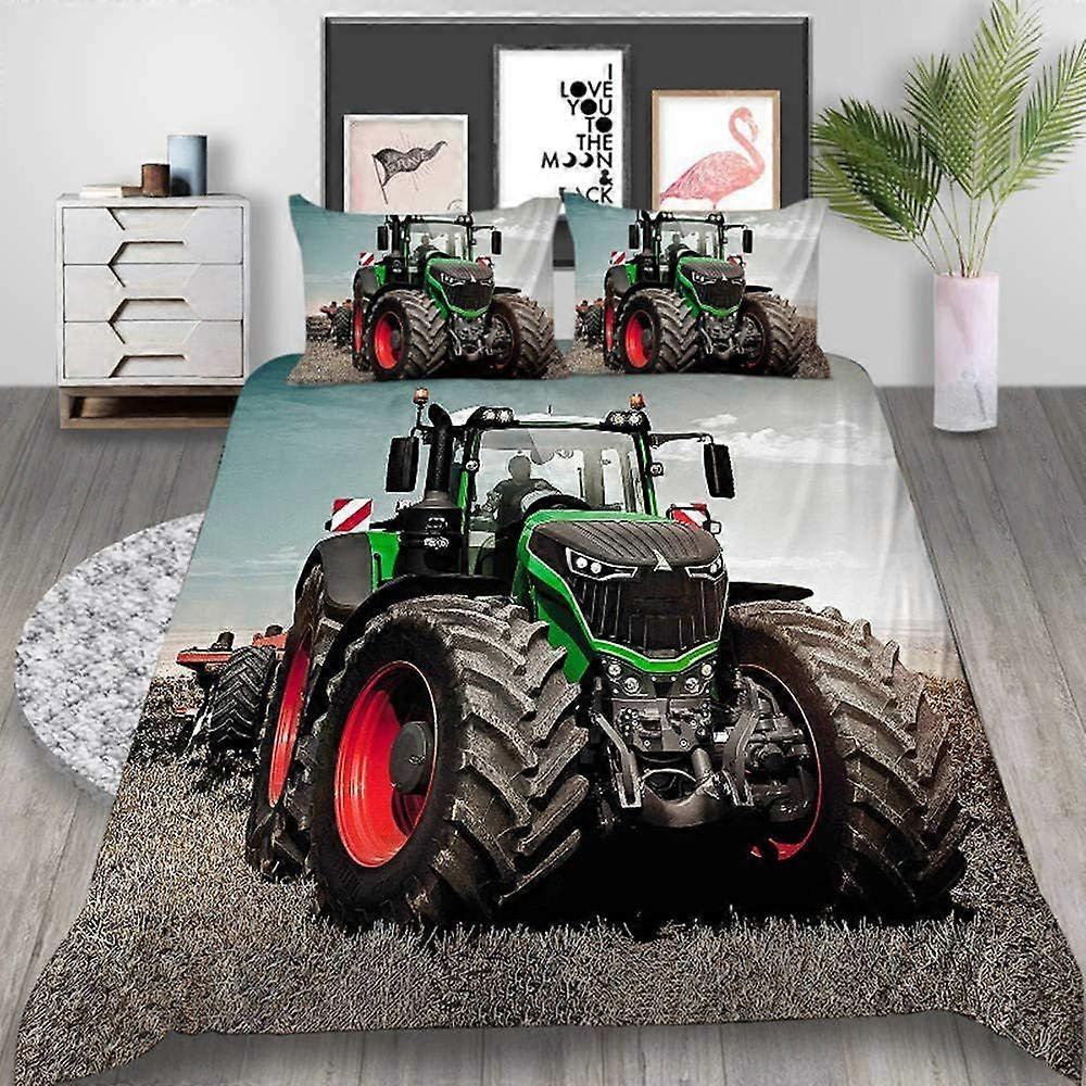 3D Printed Tractor Duvet Cover Set - 3 Pieces Soft Microfiber Zipper Closure