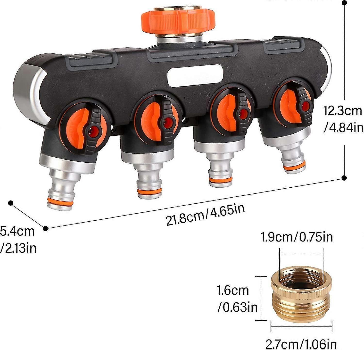 3/4" And 1/2" Way Watering Distributor With Tap Valve: Connect Two Devices Simultaneously, Adjustable Water Flow