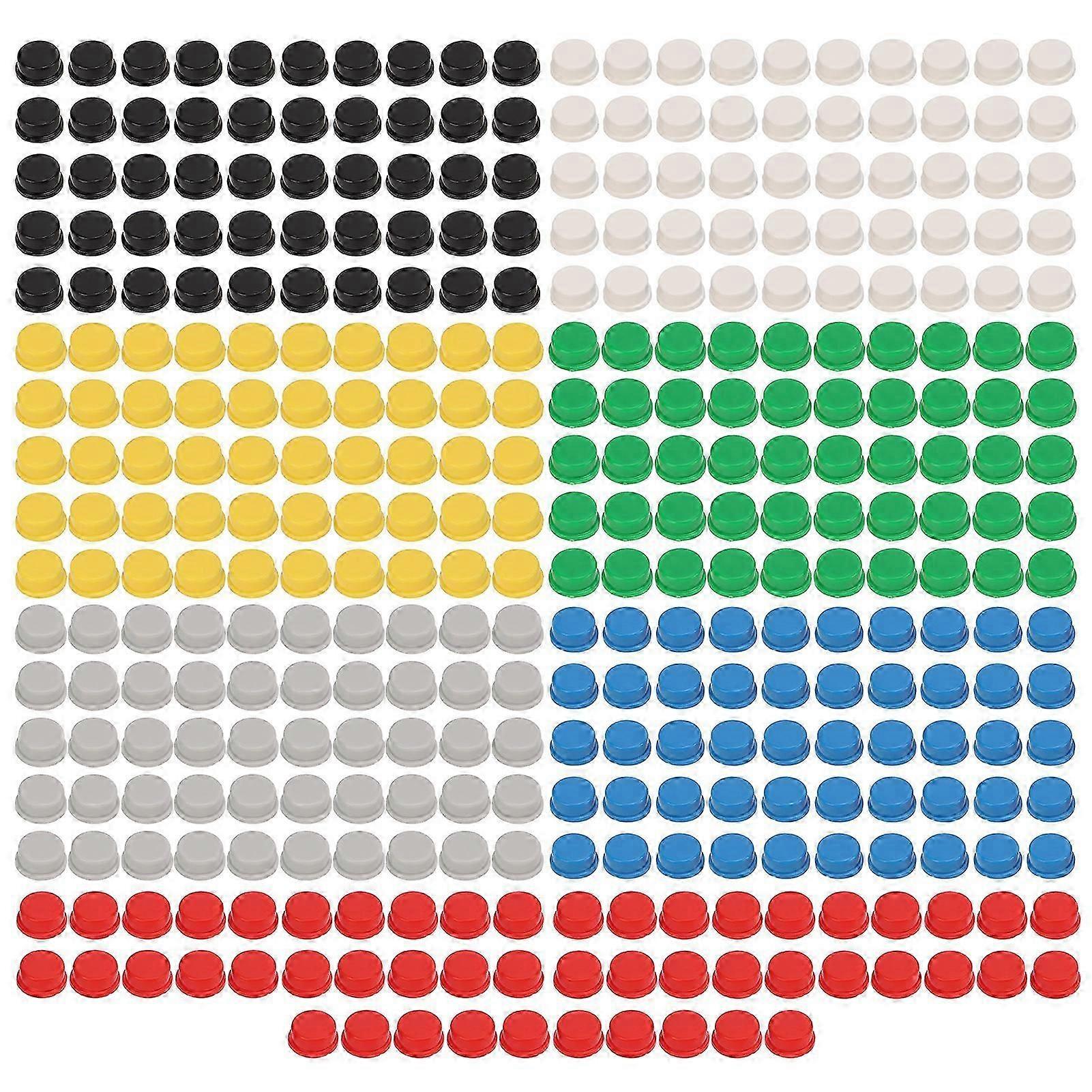 350Pcs Push Button Switch Caps Industrial Momentary Tactical Control 7 Color for Breadboard A24
