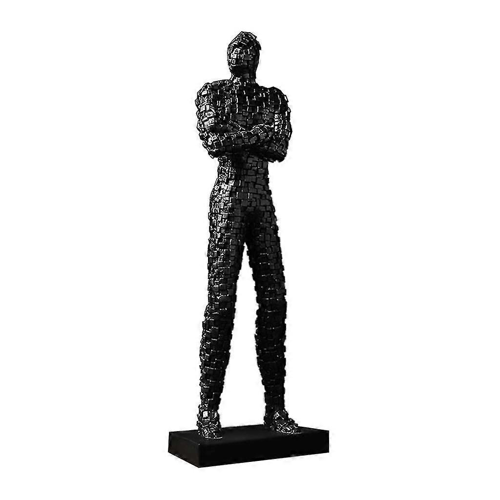 Thinker Figurine Mosaic Thinking Man Sculpture Tabletop Statue White Sit