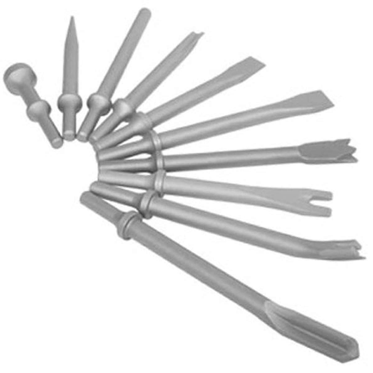 Sunex ACS10 Air Set Chisel Tool Kit 10-Piece, Durable Steel Construction, Compatible with Pneumatic Tools