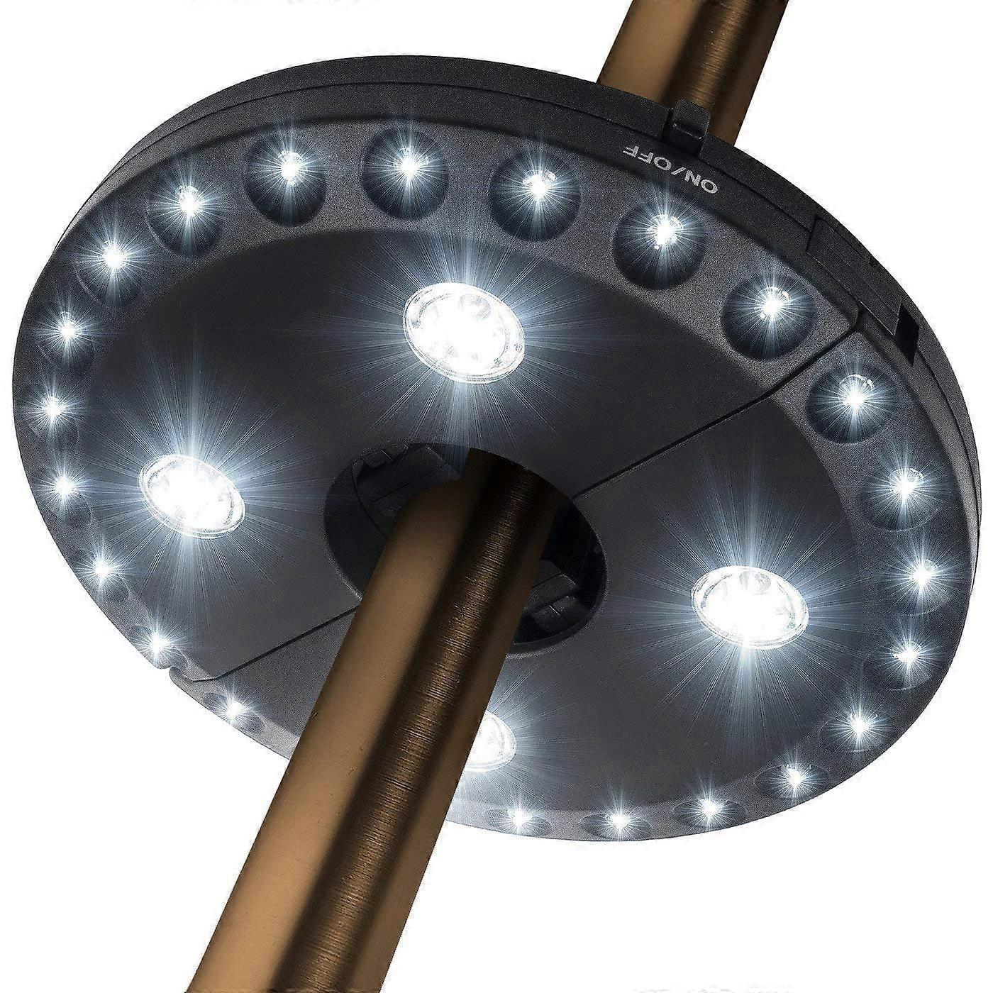 24 + 4 LEDs Parapluie Lumière Balcon Tente d’urgence Lumière de camping pour poteau 2,5-3,5 cm