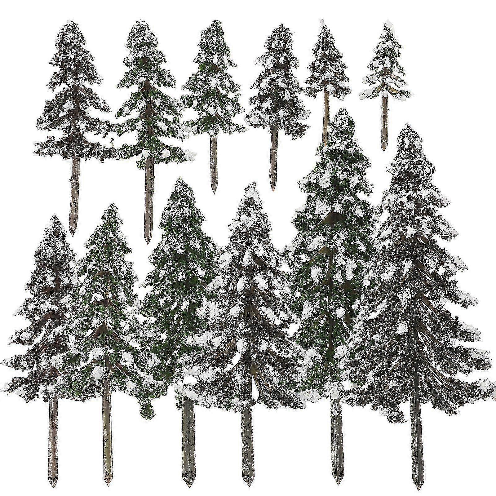 12pcs Model Trees Miniature Trees Mini Simulation Pine Tree Micro Landscape Decor