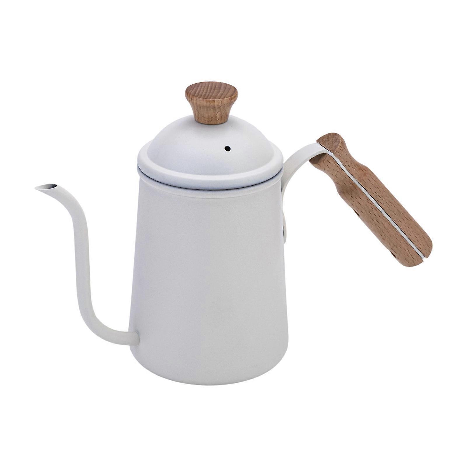 Caffettiera lunga a collo d'oca in acciaio inox versa sul bollitore Caffè gocciolante a mano Calore Acqua Pot Caffè Brewing Pot Bianco