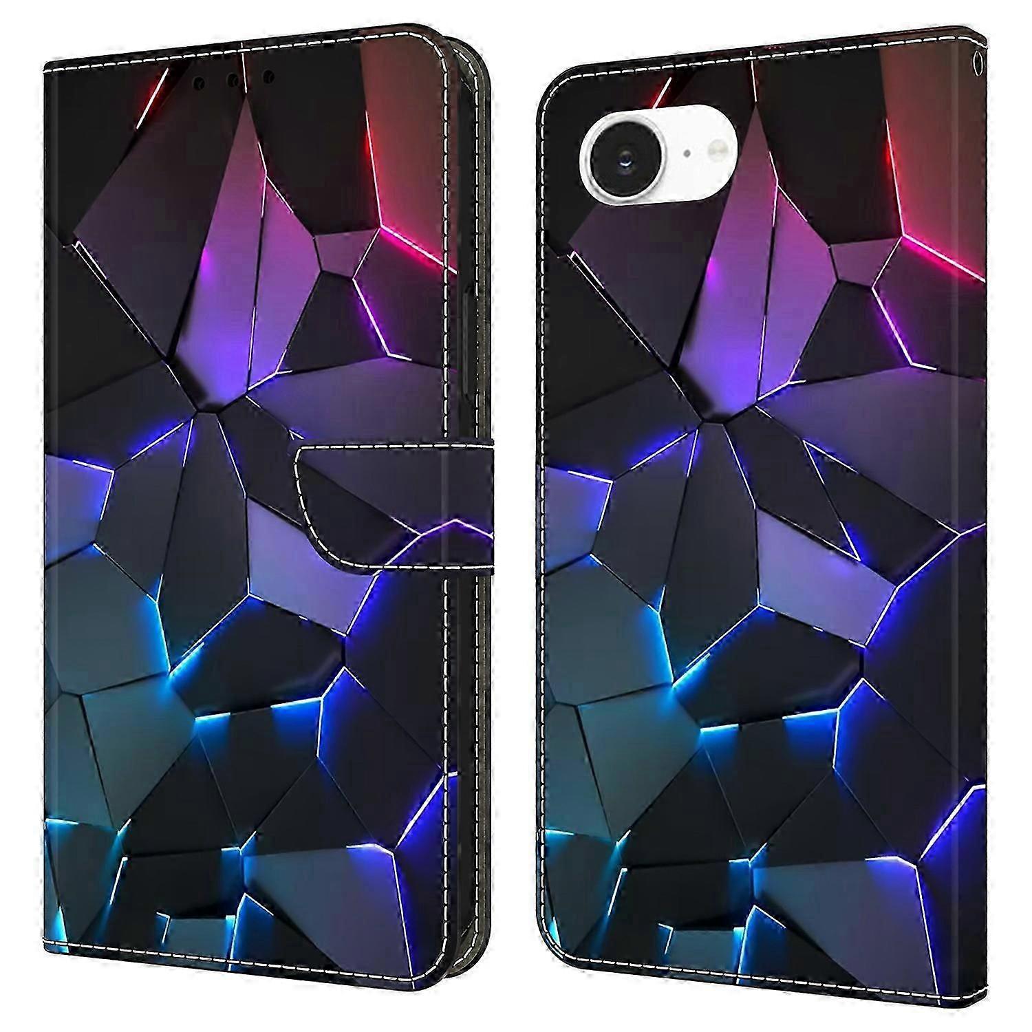 For Iphone 16e Case With Card Slot Pattern Printed Tpu+pu Leather Flip Phone Cover - Tree