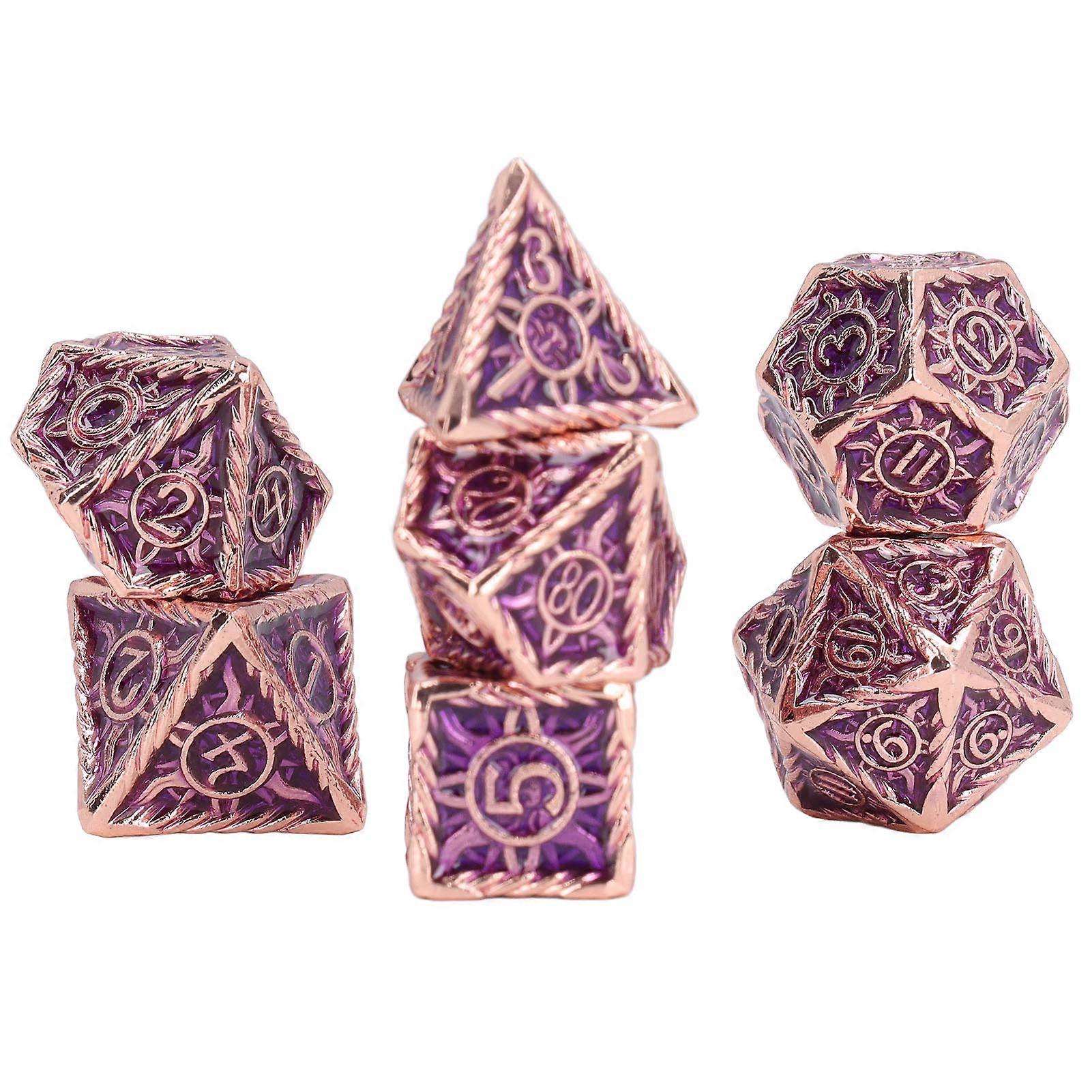 7pcs Dice Set Exquisite Carving Polyhedron Shapes Metal Dices for Board Games Role Playing