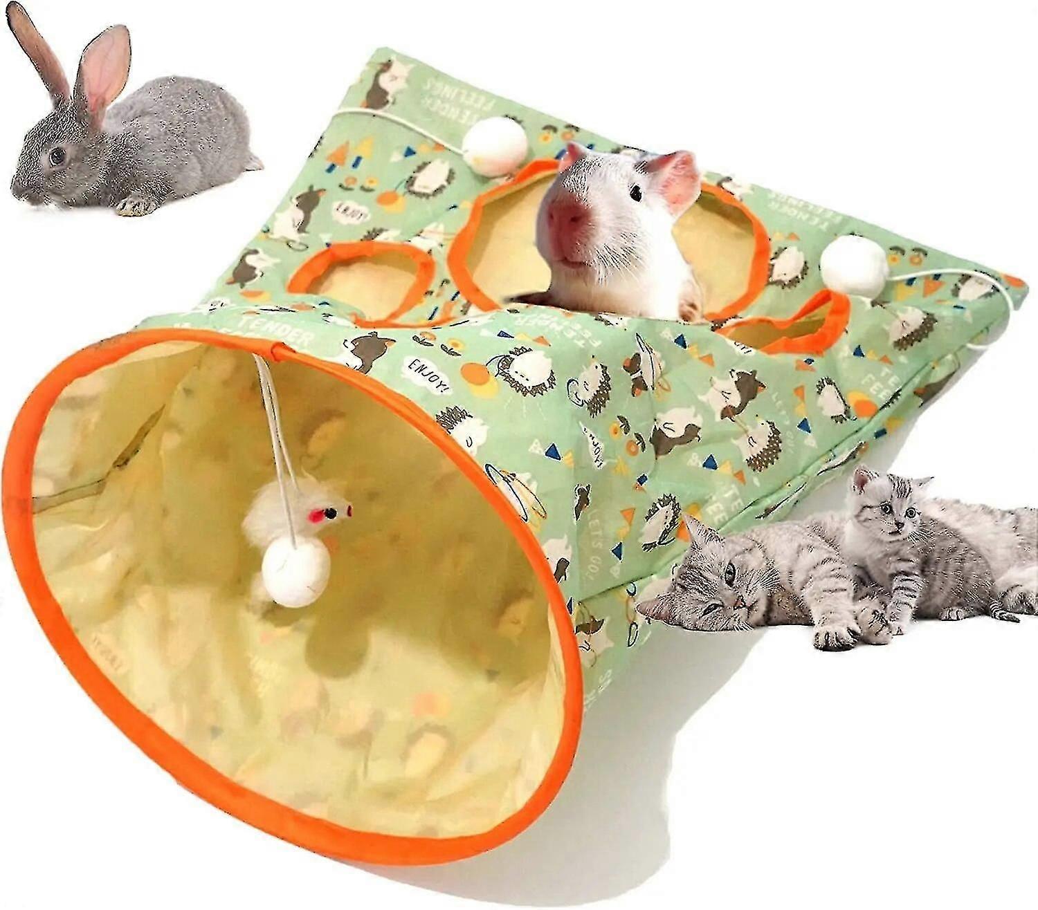 With Ball Cats Tunnel Bag Pet Cat Toys Play Tube Kitty Training Interactive Playing Fun Toy Dangling Mouse Crinkle Sounds Tunnel