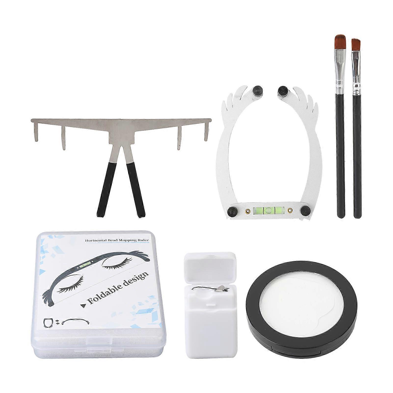 Ruler Kit Semi Permanent Stainless Steel Eyebrow Mapping String Set 0.7oz Paste 1ml Liquid White
