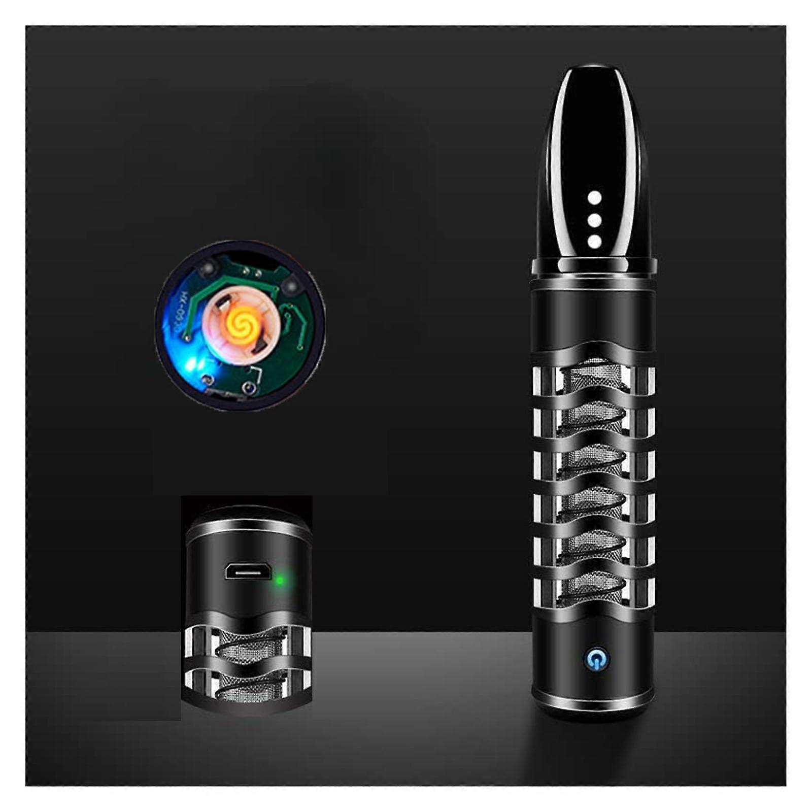 USB Rechargeable Small Ashtray, Handheld Cigarette Holder, Anti-Drop Ash, Black
