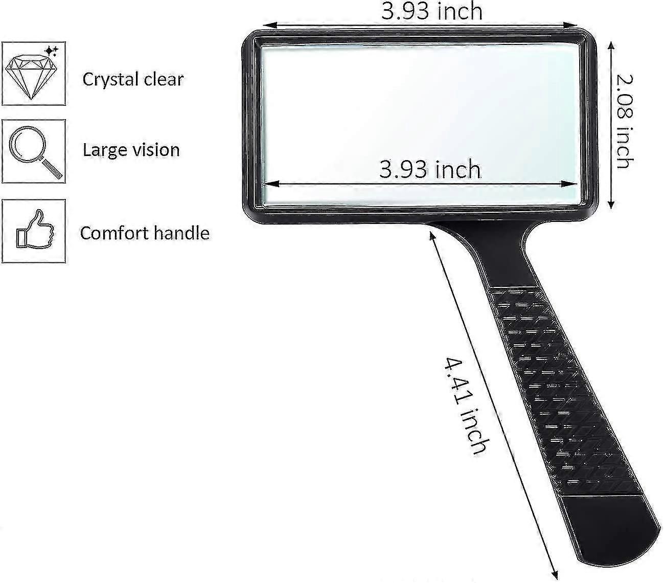 5x Handheld Magnifier, 3.77 X 1.89 Inch Rectangular Magnifying Glass