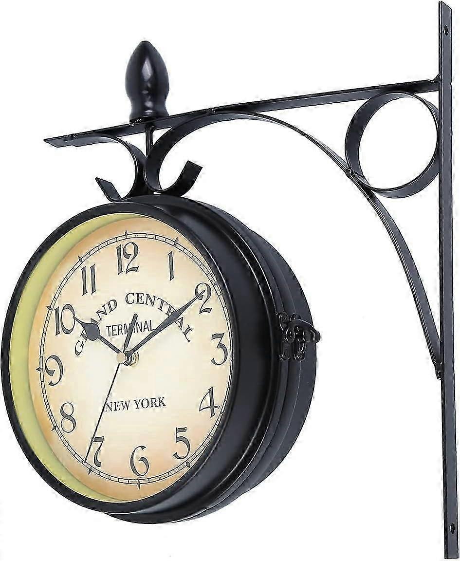 Horloge de station rétro, horloge murale à double cadran pour une utilisation intérieure et extérieure